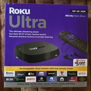 Roku Ultra with rechargeable voice remote and remote finder
